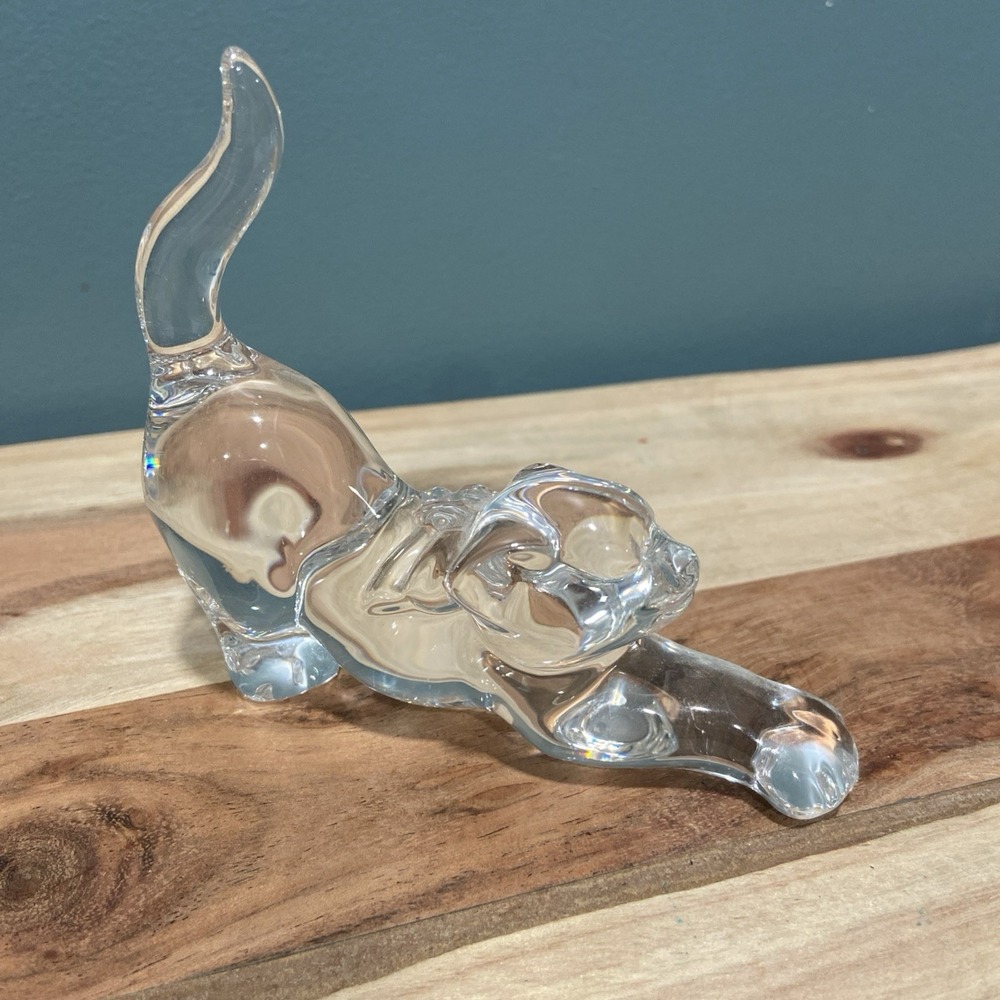 Lenox Crystal Cat Morning Stretch Figurine Stretching Kitten